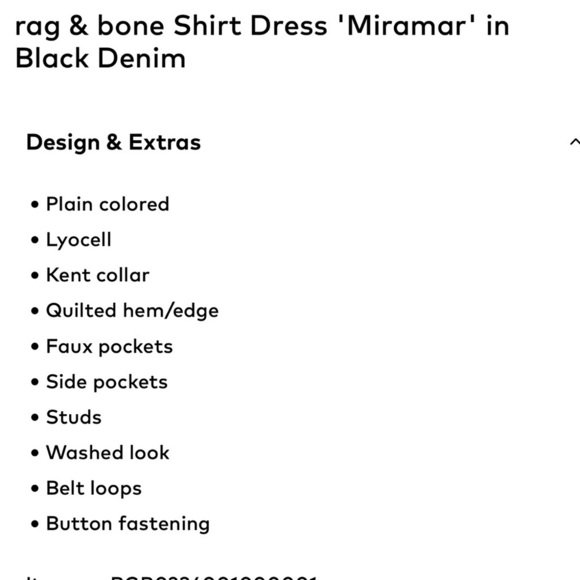 Rag & Bone Liquid Miramar Mini Dress in Washed Black "Denim" Size M - Picture 14 of 14